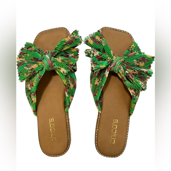 NEW Chico’s Knotted Bow Slide Sandals Women’s Size 6.5 M - Picture 2 of 6